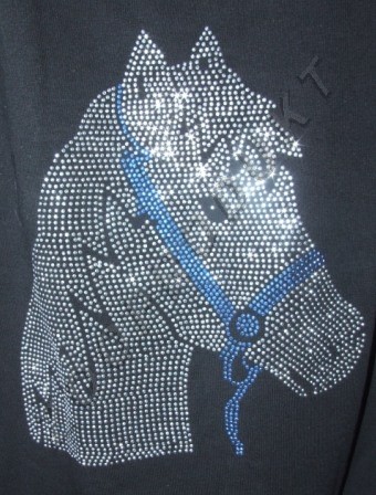 Velký obrázek Tričko hlava koně štras 95%ba 5%elastan